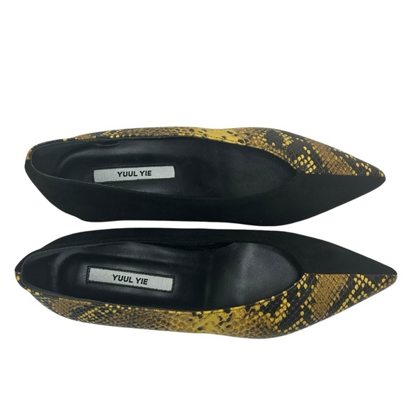 YUUL YIE Selma Pumps Sz 7.5 Yellow Python/Black - Picture 6 of 16